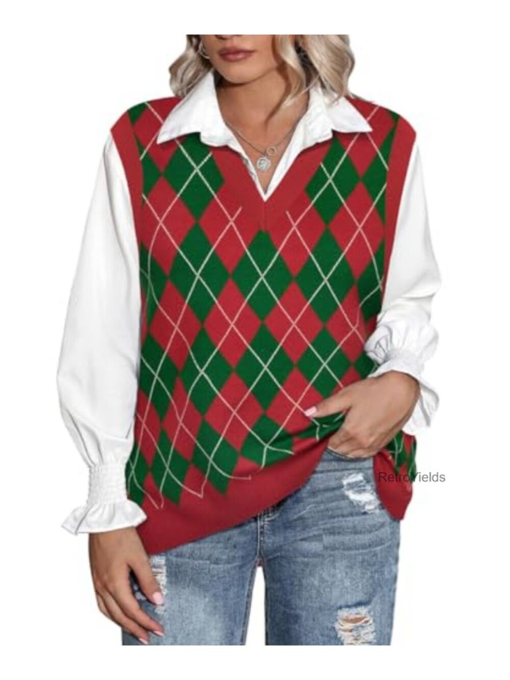 Plus Size Sweater Vest V-Neck Sleeveless Knit Pullover Tank Top